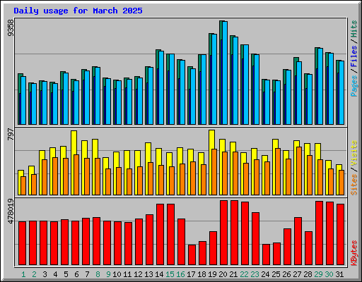 Daily usage for March 2025